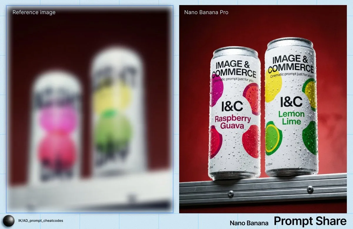 E-commerce Main Image - Two Soda Cans Product Photography Prompt