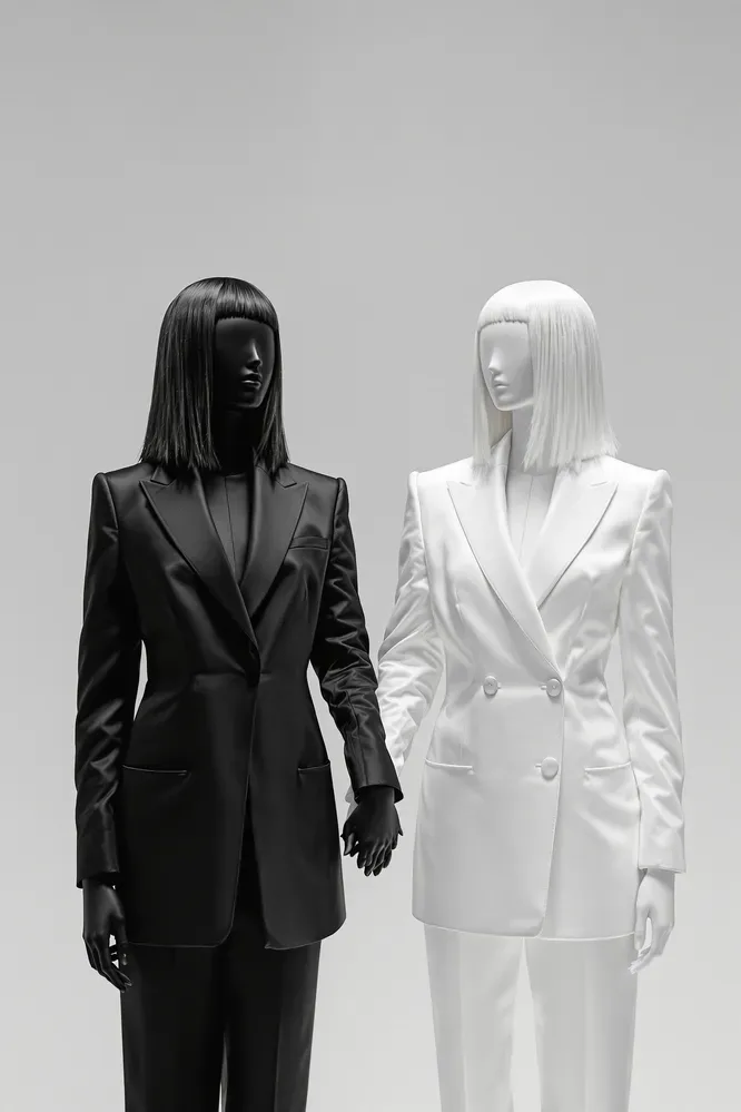 A Hyper-realistic High-fashion Editorial Photograph Of Two Twin