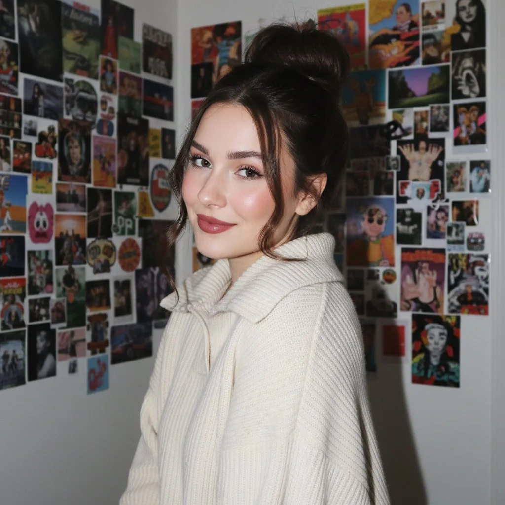 Social Media Post - Gen Z/Y2K Flash Portrait in Poster-Covered Bedroom