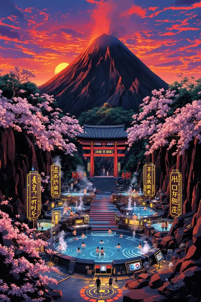 1990s Anime Poster For Sf Japanese Style Onsen