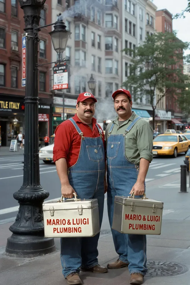 Mario And Luigi 1950s Style New York Italian
