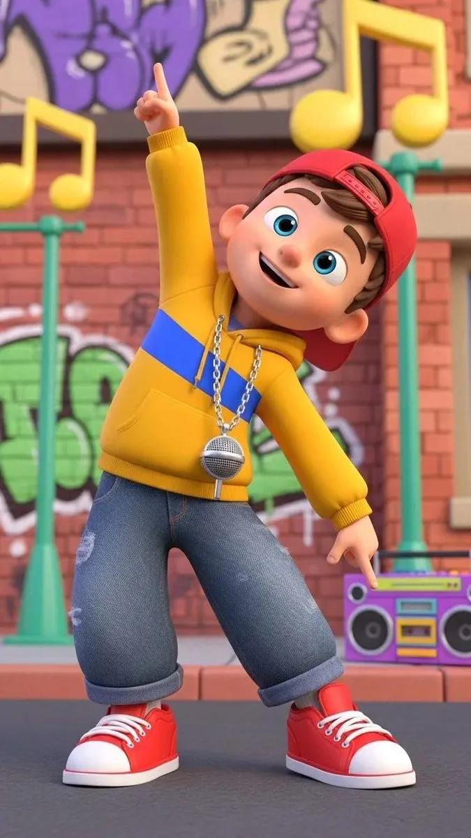 Game Asset - 3D Cartoon Character: Hip-Hop Boy in Pixar Style