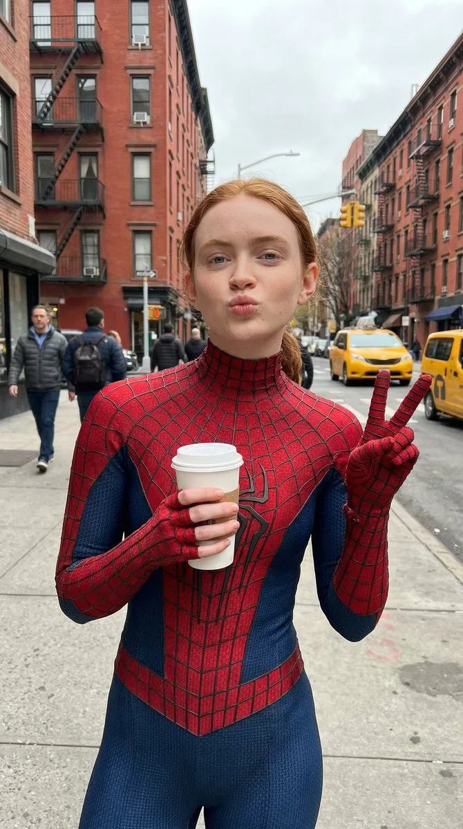 Spidey Girl Coffee Moment