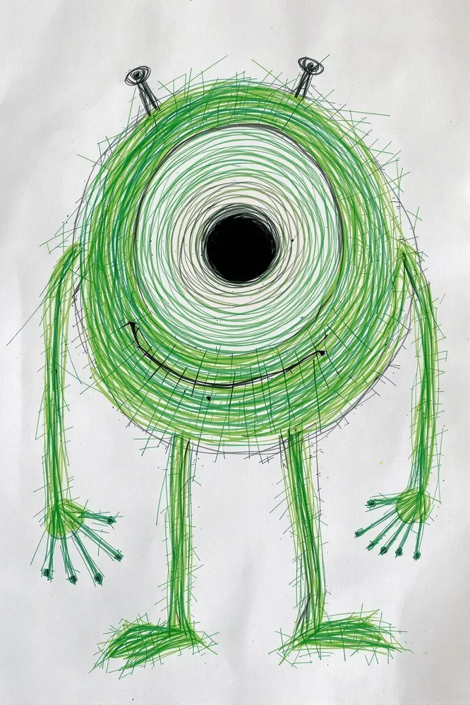 Scary Chaotic Scribbles Of A Nightmarish Drawing Of