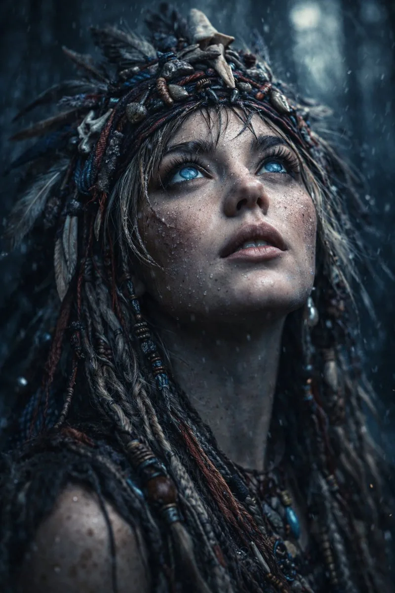 Game Asset - Ultra-Realistic Cinematic Close-up of Tribal Warrior Woman