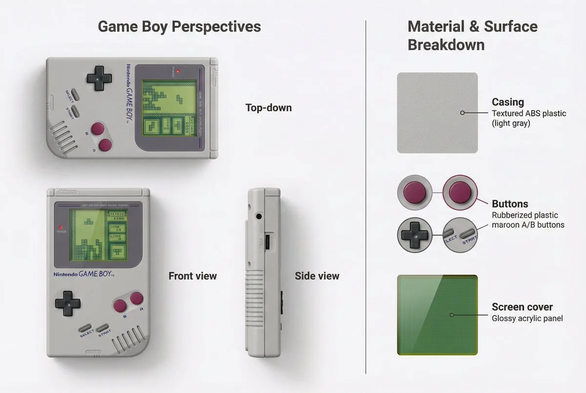Product Marketing - Nintendo Game Boy Product Showcase Infographic with Tetris