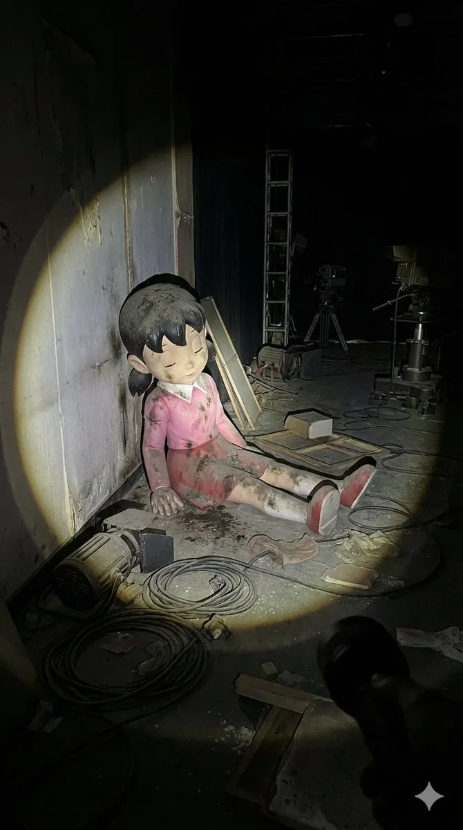 Comic / Storyboard - Abandoned Promotional Statue Conversion Prompt