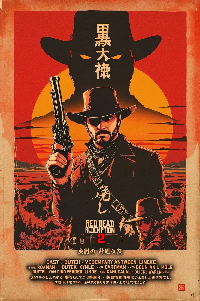 A Japanese-style Movie Poster For "red Dead Redemption