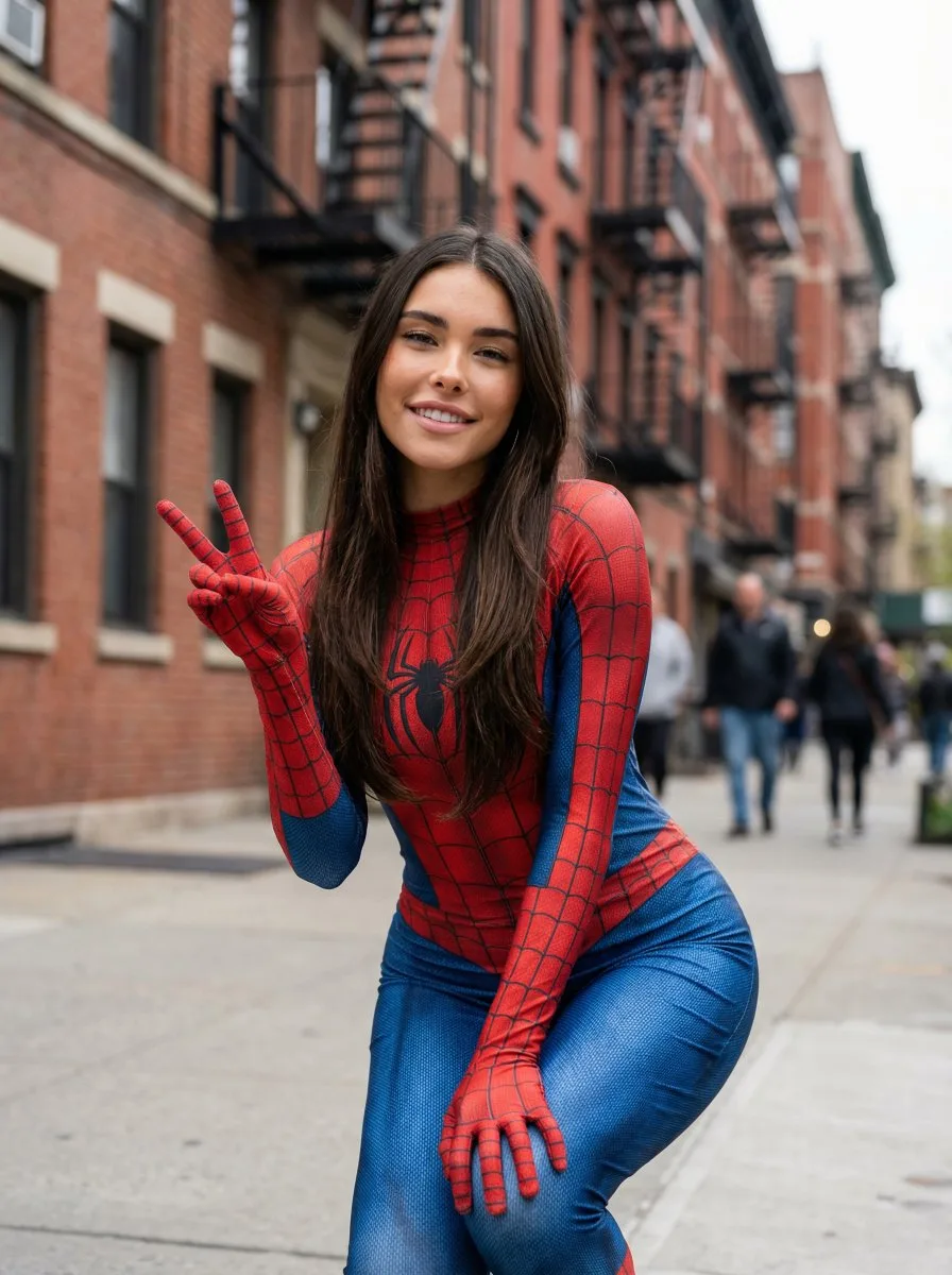 YouTube Thumbnail - Candid Spider-Man Superhero Portrait (Sadie Sink Likeness)