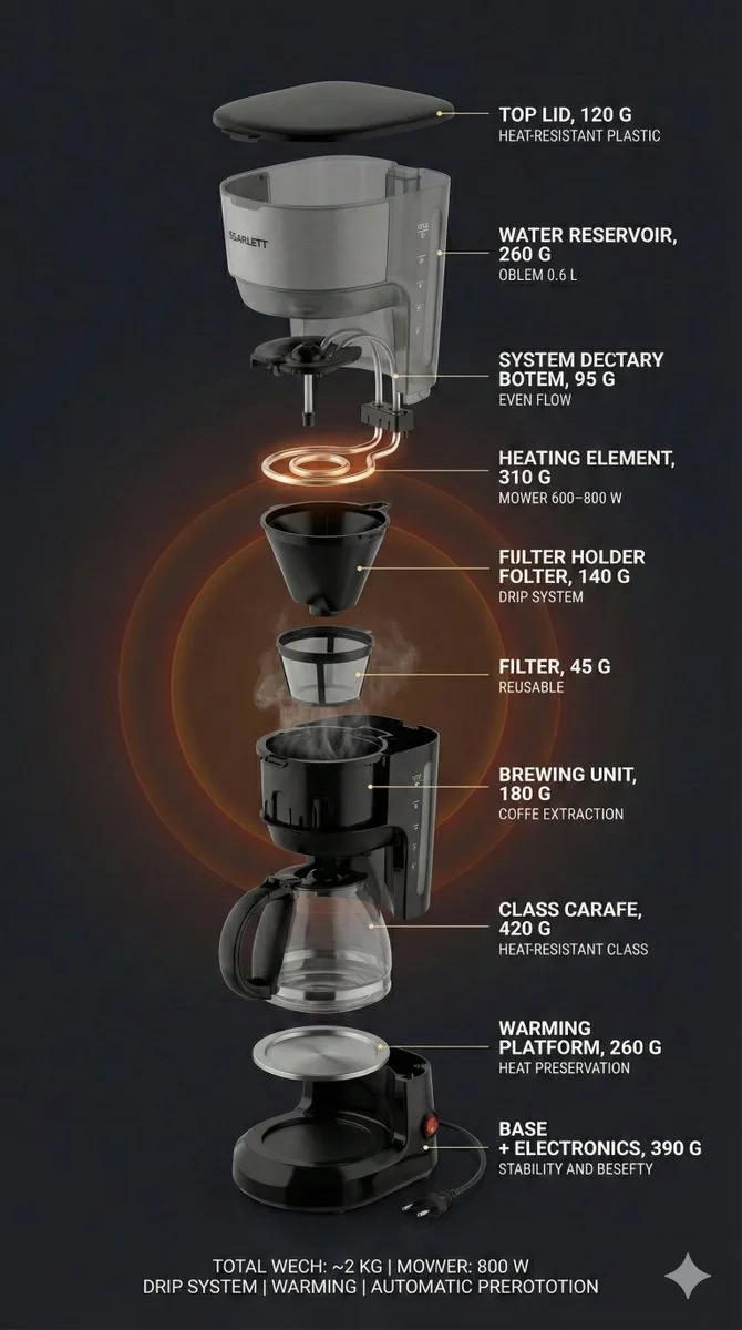 Exploded Black Gold Coffee Maker