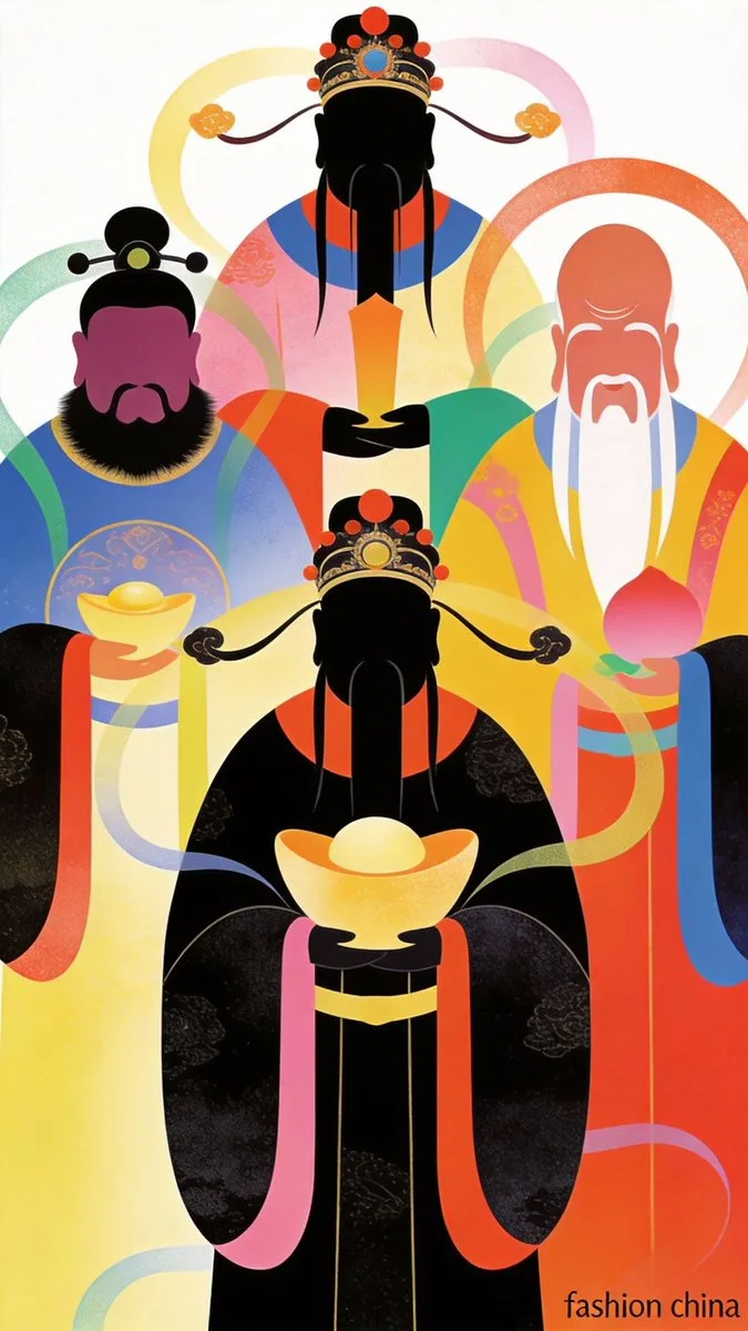 Product Marketing - Vector Illustration for Five Gods of Wealth Red Packet Cover