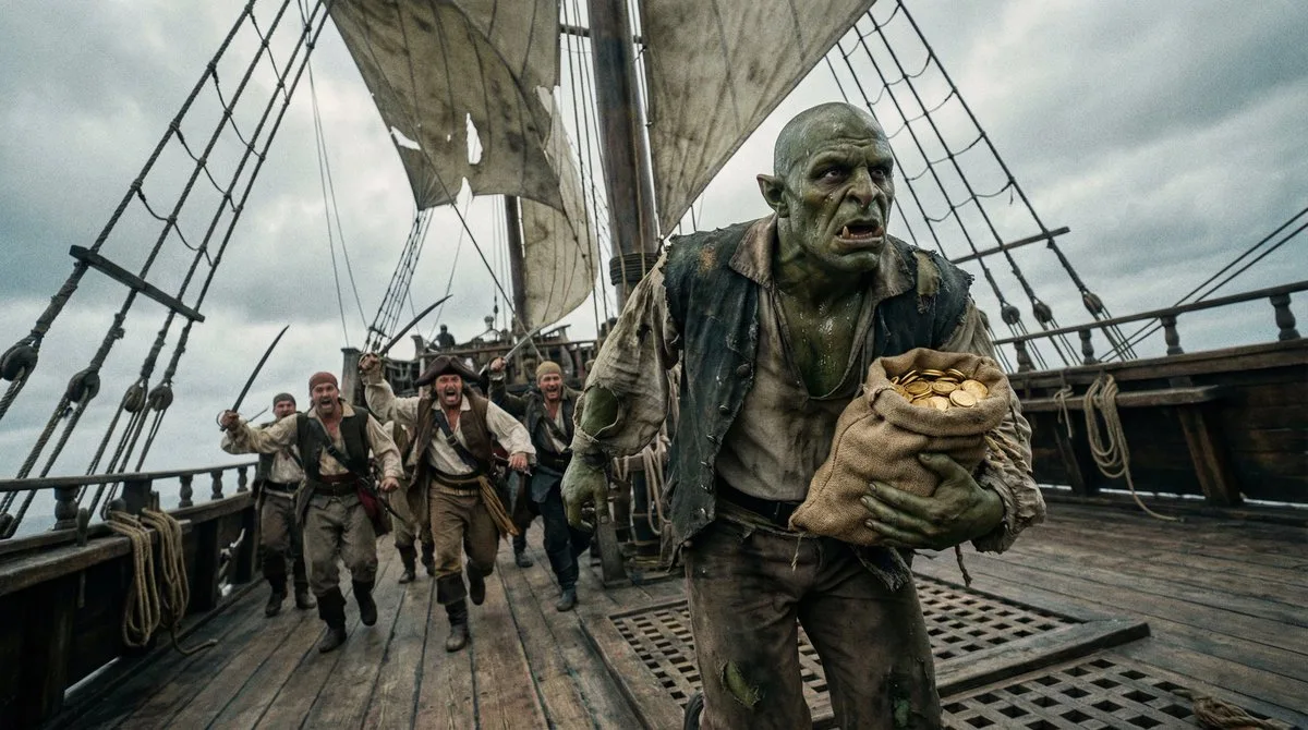 Orc Jumps Sea Monster