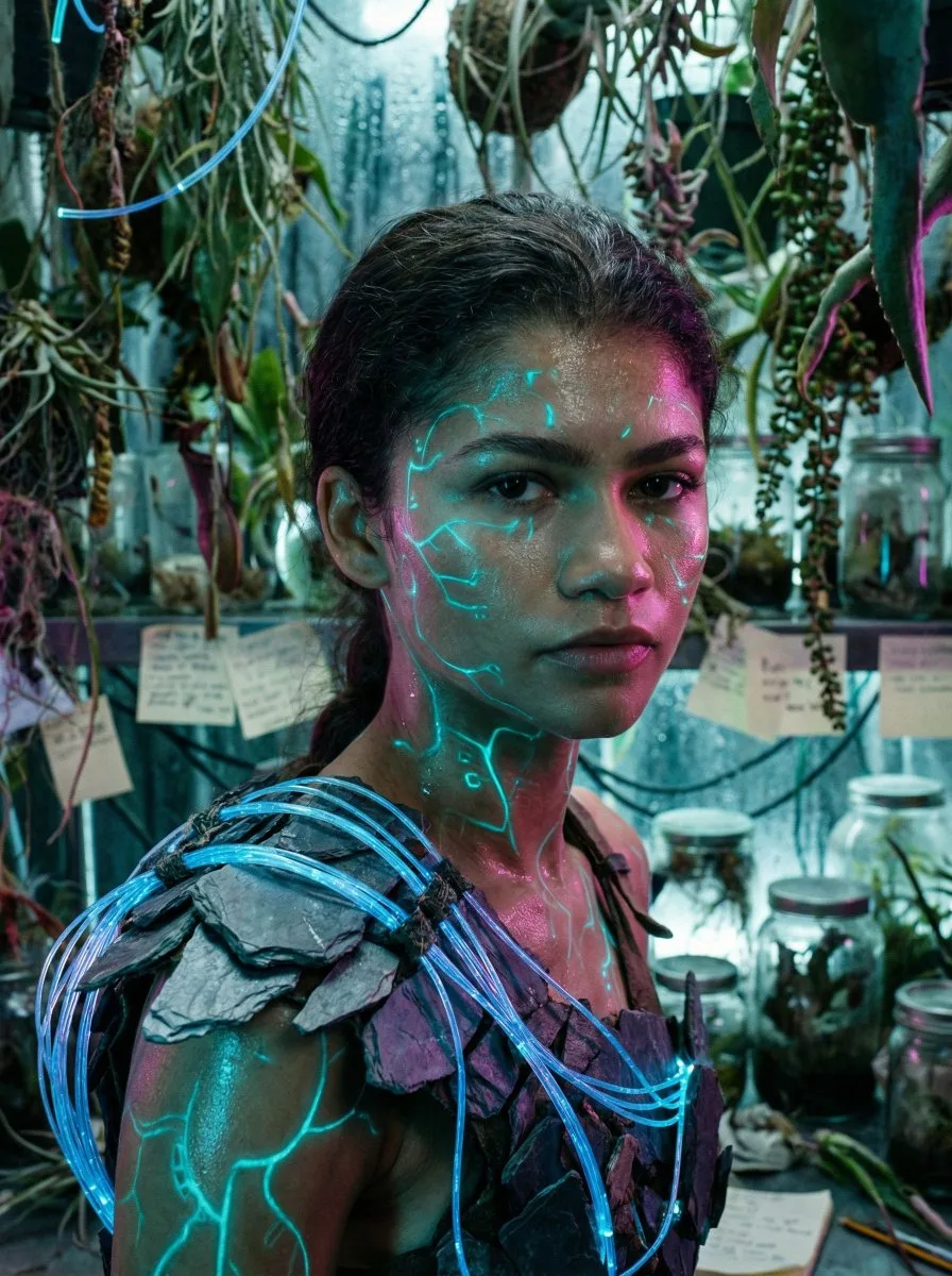 Game Asset - Bioluminescent Archivist Sci-Fi Portrait Prompt